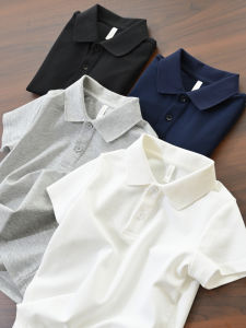 Long Staple Cotton Short Sleeve Polo Neck Base Shirt for Boys And Girls Summer Collection Kids Clothing Breathable Comfortable