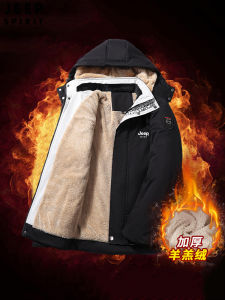 Jeep Berber Fleece Cotton Coat Mens Winter Velvet Thickening Padded Jacket 2024 New Arrival Dad Wear Plus Size Cotton Coat Jacket