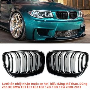 Lưới Tản Nhiệt Trước BMW E81 E87 1-Series 128i 130i 135i 2004-2013 Màu Đen Bóng Kiểu Thanh Đôi Lưới Tản Nhiệt Thể Thao Chất Liệu ABS Bền