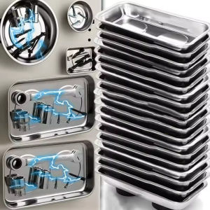 Magnetic Stainless Steel Parts Trays Round Square Screws Nuts Sockets Storage Tray Portable Metal Parts Loss-proof Trays Holder Car Repair Tool