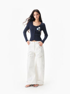 Apea | Gentle Style Patch Embroidery Fitted Lace Knit Cardigan
