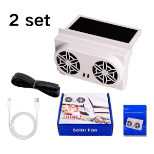 Dual Fan Solar Car Cooler Vent Fan Light Sensing Auto Exhaust Heat Remove Fan USB Rechargeable Car Window Cooling Fan