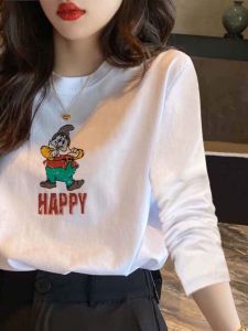 White Pure Cotton Long Sleeve T-Shirt: Women's Fashion Inner Wear & Fleece Lined Base Shirt