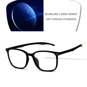 AZZOF frame kacamata lentur ear lock minus cylinder anti radiasi photochromic bluecromic pria wanita kacamata kotak