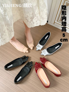 Nude Color Pointed Toe Flat Heels Womens Shoes Sheepskin Inner Heightening Low Cut Fashionable Korean Style Casual Footwear