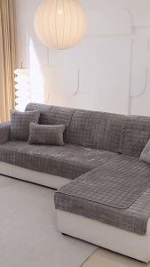 Plush Sofa Cushion Universal Full Coverage Thicken Non-slip Fabric All Inclusive Soft Seat Cushion Cushion Cover Set