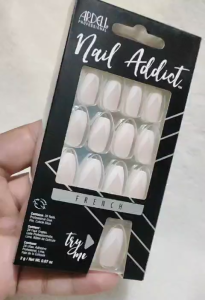 Ardell Nail Addict Modern French Press On Nails Long Coffin 28pcs Reusable Salon Nail Kit