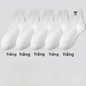 MiiOW | Tất lưới mỏng màu trắng dài đến bắp chân cho nữ mùa hè thoáng khí không ngứa bằng cotton có thắt nút hình bướm