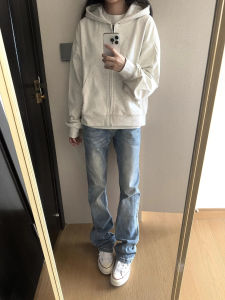 American Style Light Blue Washed Jeans Mens High Street Vibe Straight Leg Retro Slimming Pants Autumn Wear Cotton Polyester Blend