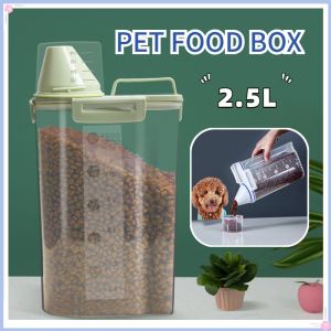 2KG Pet Food Storage Bucket Portable Sealed Moisture Canister with Graduated Cup Dog Food Bucket