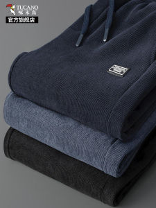 Quần Nhung Kẻ Nam Ống Đứng Rộng Rãi Mùa Thu Đông Thể Thao Quần Nỉ Cạp Vừa Quần Dài Thường Ngày Thương Hiệu TUCANO