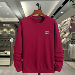 Jeep Spirit Mens Large Size Long Sleeve Hoodie Spring Autumn Casual Versatile Cotton Polyester Blend round Neck T-Shirt