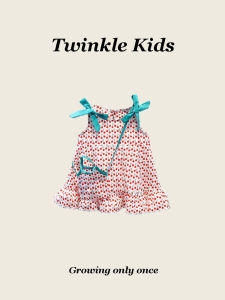 Summer Floral Dress with Bow Tie for Girls Sweet A-Line Princess Skirt Cotton Blend Short Sleeve Cute Kids Clothing