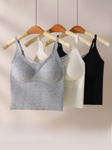 MiiOW | Áo ba lỗ lụa băng mùa hè cho nữ Áo ba lỗ không dây có đệm ngực Áo ba lỗ che ngực phụ trợ Áo ba lỗ hở lưng Áo ba lỗ ngắn