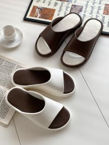 Fashionable Flat Bottom Sandals Womens Summer Korean Style Indoor Outdoor Anti-Slip Slip-On Shoes Thin Striped Color Block