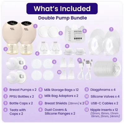 Jevonbaby Handsfree Breastpump pump directly to storage plastic (1 year local warranty)