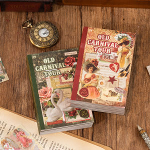 30/60 Pcs Vintage PET Die Cut Sticker Book DIY Scrapbooking Album with Paradise & Food Decorative for Retro INS Diary Stickers