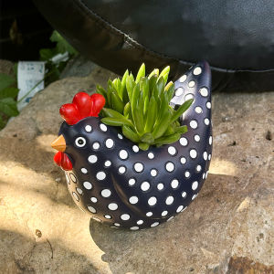 กระถางดอกไม้รูปไก่ลายจุดการ์ตูนและตลกตกแต่งลานบ้านรัช