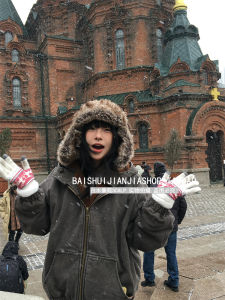 Retro Fluffy Lei Feng Cap for Men And Women Warm Ear Protection Cycling Windproof Autumn Winter Trendy Street Style Cap