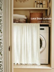American White Lace Sheer Curtains Easy to Install Partition Short Curtain