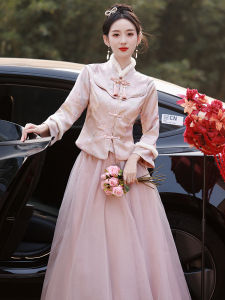 Winter Thickened Maidsmaid Dress Chinese Style Sister Group Wedding Ceremony Costume Hanfu Womens Fashion Long Sleeve Gown