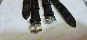 STRAP TALI KULIT JAM R0.LEK PREMIUM HITAM 18MM DENGAN BUCKLE GOLD FULL ENGRAVED GARANSI PAS