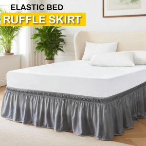 Wrap Around Dust Elastic Ruffle Bed Skirt Bedding for King Queen Twin Easy Fit Wrinkle-Free Washable Fade Resistant Home Decor