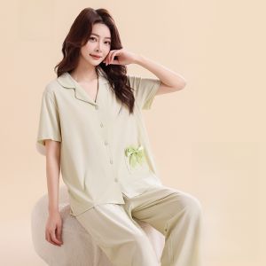MiiOW | Cat Woman Summer Sleepwear Soft Skin-friendly Breathable Ladies Outdoor Wear Home Clothes Lightweight Short Sleeve Crew Neck