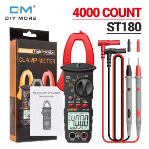 Diymore ST180 ดิจิตอลแคลมป์มิเตอร์มัลติมิเตอร์ทดสอบ 4000 นับแอมป์โอห์มโวลต์มิเตอร์วัดกระแสไฟ AC / DC ความต้านทานประจุ