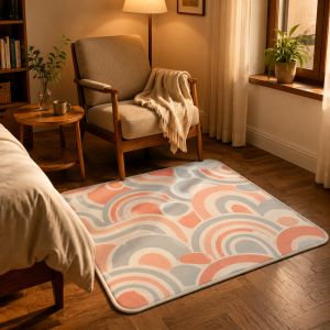 VIKAMA Wave Curve Gradient Abstract Carpet Bedroom Entrance Foot Mat Living Room Anti slip Soft Cushion Home Decoration