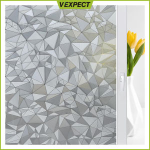 Privacy Window Film Sticker Diamond Decorative Glass Window Door Sticker Stained Glass Film Non Adhesive for Kitchen Home Bathroom Office Anti UV Heat Control