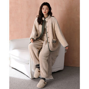 Thickened Fleece Winter Warm Pajama Set