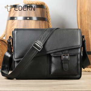 EDERN Túi đeo vai da bò dành cho nam Túi đeo chéo da thật có nắp lật Túi đeo chéo đa năng thông thường Túi đeo chéo dung tích lớn