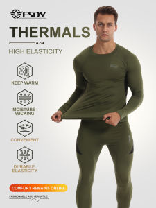 Esdy Autumn and Winter Mens Thermal Underwear Set Mens Breathable Compression Clothing Tight-Fitting Thermal Underwear for Cold Protection Home Yoga Hiking Fishing Outdoor Sports