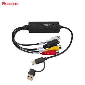 USB Type C Video Capture Card 2 in 1 Type C USB 2.0 AV Video Grabber Record Adapter RCA AV to USB C Video Recorder for PC Camera