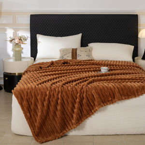 Rabbit Fur Blanket Warm White Grey Blanket Single Queen King Size for Bed Sofa Soft Fleece Throw Blanket