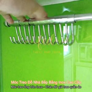 Móc Treo Đồ Nhà Bếp – Móc Treo Ống Tròn Inox Cao Cấp – Chân Đỡ Giá Treo Quần Áo Chống Gió Rèm Cửa Cây Cảnh Đa Năng