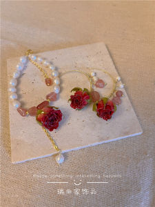 Thanh Lịch Bông Tai Ngọc Trai Tự Nhiên Nữ Vòng Tay Ngọc Trai Nước Ngọt Cổ Điển Có Thể Điều Chỉnh Hoa Vĩnh Cửu Thiết Kế Trang Sức Thời Trang