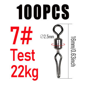 100pcs 360° Rotation Copper Swivel with Side Line Clip Fishhook Carp Sea Fishing Connector Fishing Swivels Tackle with Snap
