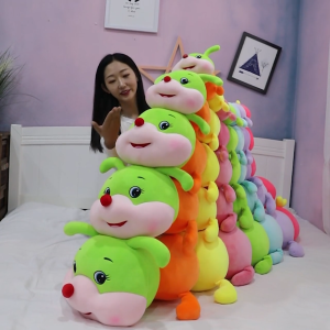 【SG-spot】Cute rainbow of colors Caterpillars Plush Toy Long strip Doll LOVE Letter Sleep Throw pillow doll