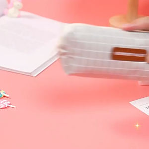 Canvas Pencil Case 简约帆布笔袋 Bekas Pensel Kanvas Ringkas Simple Pencil Box Student Stationery Bag School Large Capacity