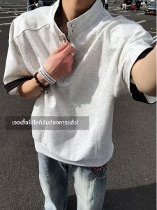 ZHUOCAN | Áo Thun Có Cổ Half-zip Cleanfit Mùa Hè