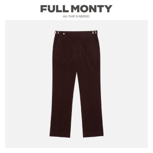 High Waisted Loose Cotton Corduroy Trousers Heritage Style Burgundy