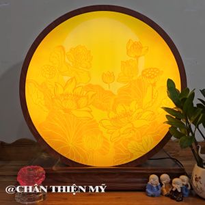Đèn Hào Quang Thờ Phật Trúc Chỉ In Hoa Sen Trang Trí Bàn Thờ Gia Tiên Treo Tượng Phật TC-HQ-242