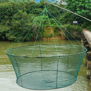 80-100CM Folding Drop Net Shrimp Catcher Loose Mouth Fishing Net for Tank Eels Fish Prawn Bait Crab - Casting Network Trap Cage