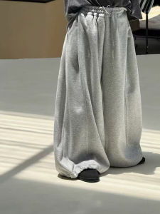 Thickened Fleece Boys Casual Pants Autumn Winter Wide Leg Childrens Clothing Gray Trendy Streetwear Kids Trousers