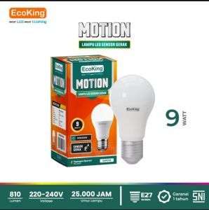 ECOKING LAMPU LED MOTION SENSOR GERAK 9W 9 WATT CAHAYA PUTIH SNI BAGUS KUALITAS TERJAMIN