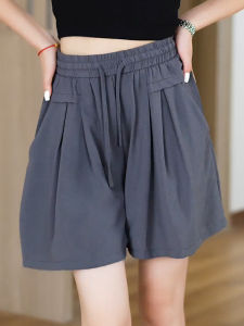 Ice Silk High Waist Loose Fit Short Pants Womens Summer New Style Thin Wide Leg Casual Skirt Pants Korean Version Polyester Fiber