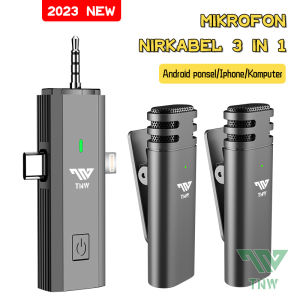 TNW-Y12 Microphone Wireless 3 IN 1 Dual Mikrofon Clip on Mic bluetooth Tanpa kapel Microphone youtuber suara jernih mic wireless original Untuk Tiktok Live Vlog