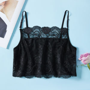 Silk No Steel Ring Strapless Bralette Tank Top Women Summer Thin Underwear Pure Color Lace Trim Silk Fabric Wrap Chest